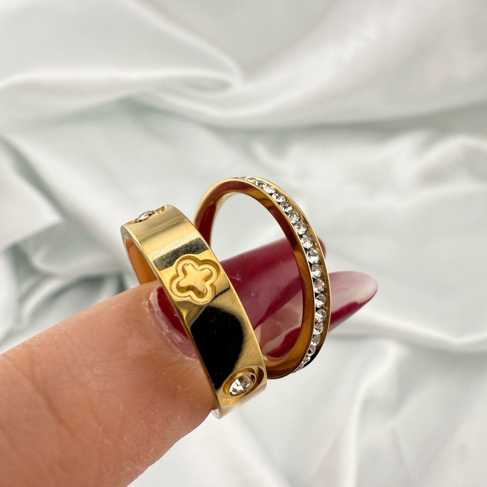 Lux 2x gold color crystal 7 size ring - Picture 14 of 14